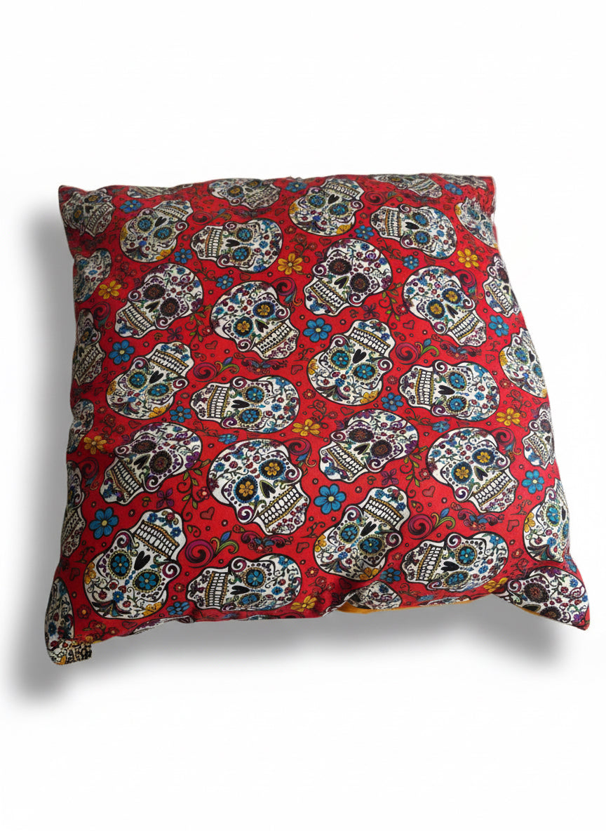 Skull Decorative Pillow – Red Día de los Muertos Throw Pillow
