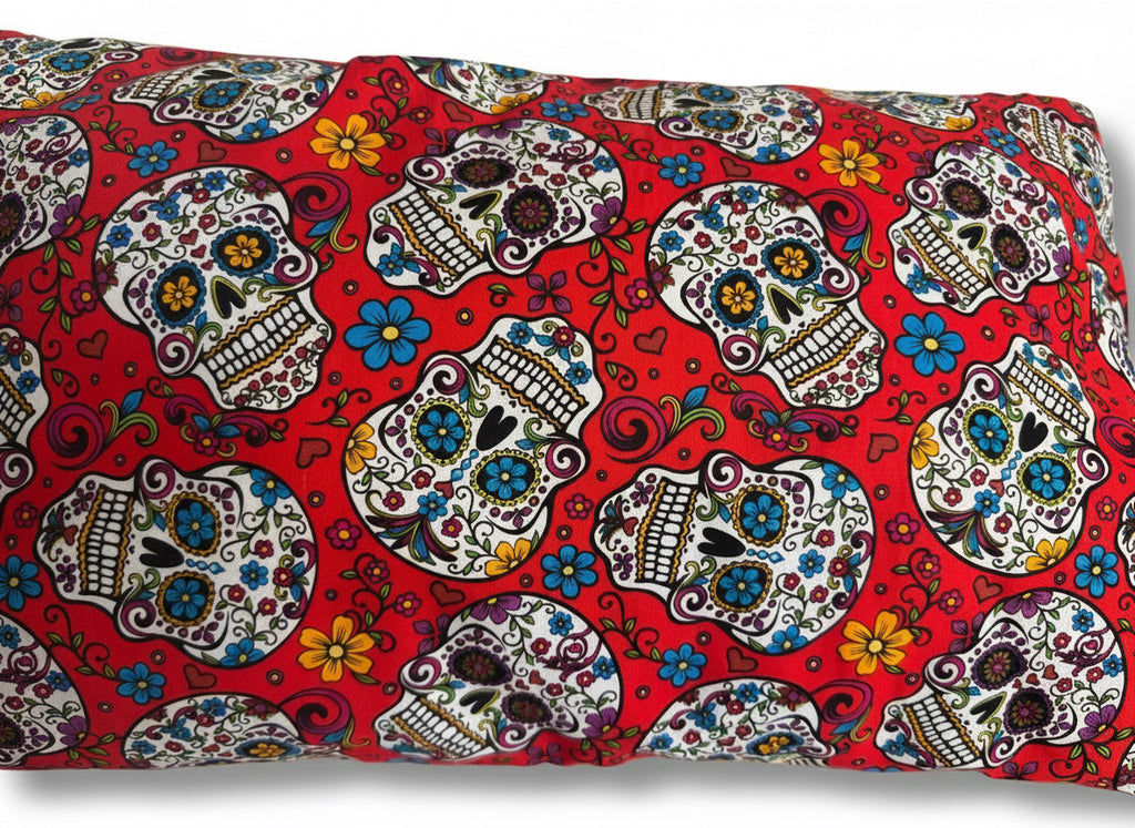 Skull Decorative Pillow – Red Día de los Muertos Throw Pillow