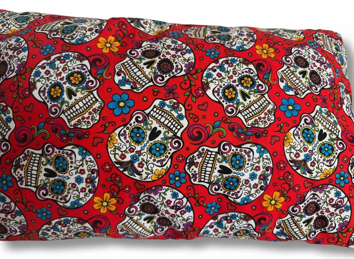 Skull Decorative Pillow – Red Día de los Muertos Throw Pillow