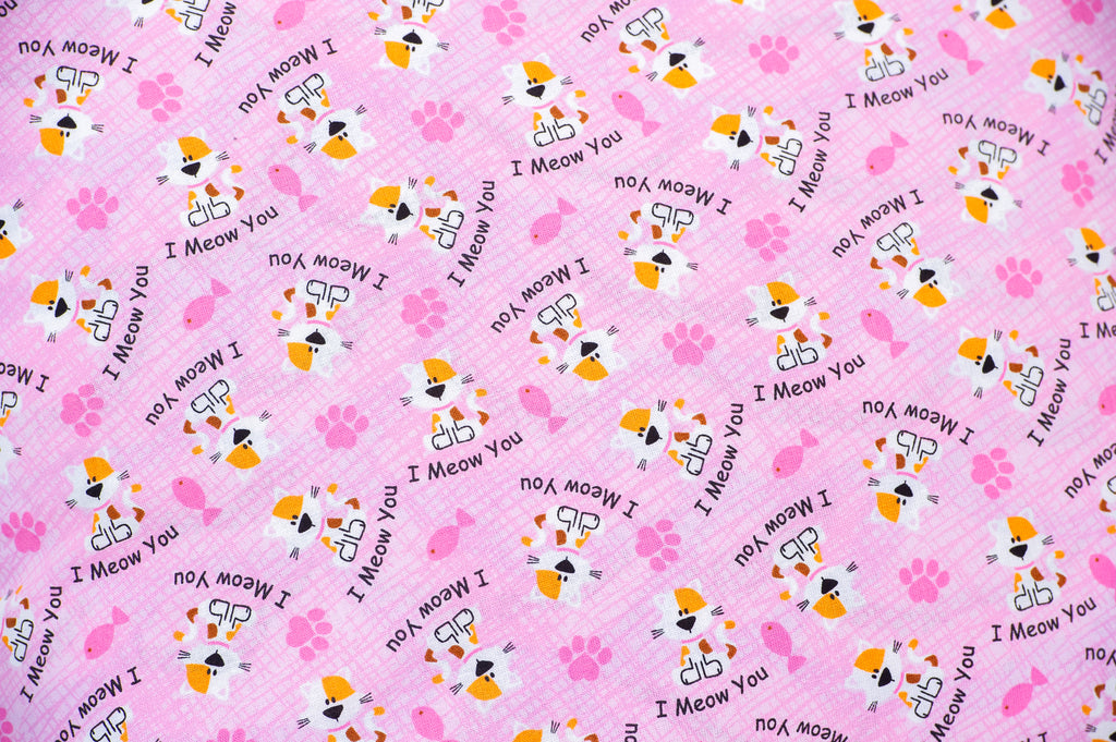 Handmade Pink Cat Pillow – “I Meow You” Kids Accent Pillow