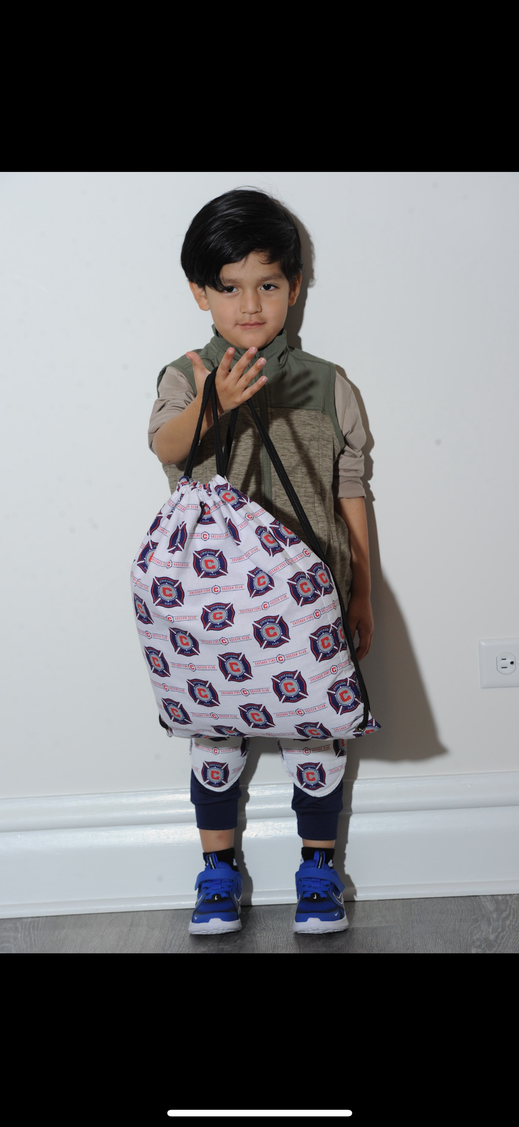 Chicago Fire Soccer Club Drawstring Backpack – Handmade Fan Gym & Game Day Bag