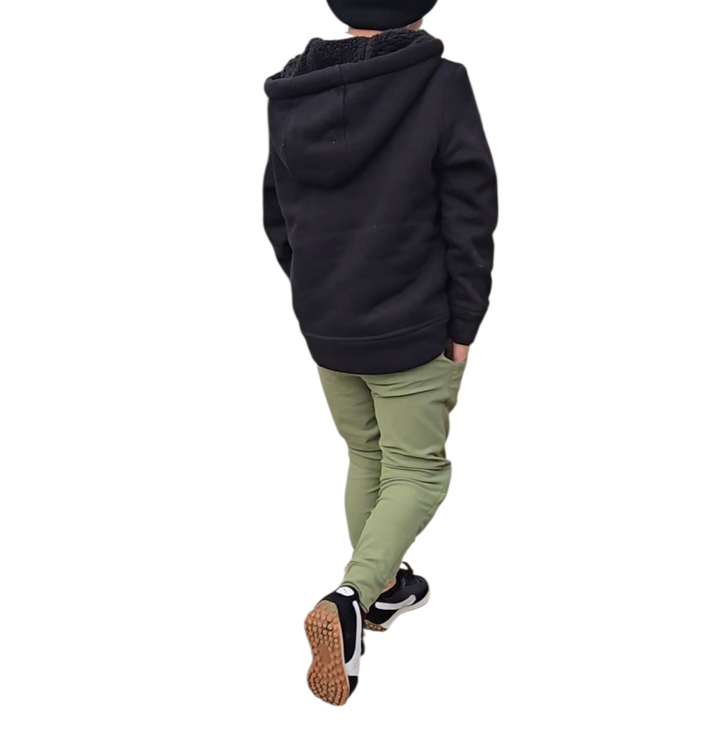 Olive Green Reinforced Knee Pants with Plaid Patches